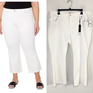 Liverpool LA Women's Size 16 W White Hannah Crop Flare Denim Jeans Eco NWT